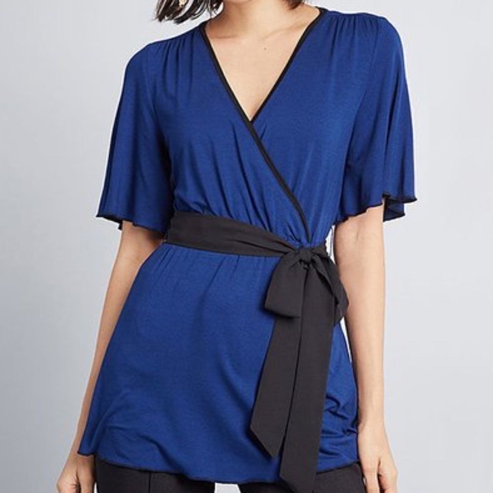 Modcloth Outgoing Guidance Wrap Top Blouse XXS